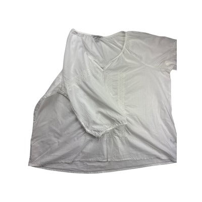 Old Navy Womens White Blouse XXL Cotton V-Neck Short Sleeve