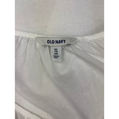 Old Navy Womens White Blouse XXL Cotton V-Neck Short Sleeve