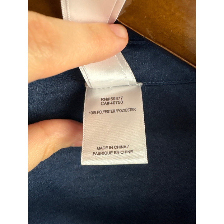 Women’s Wynne Layers Size 1X Navy Blue Satin Blouse