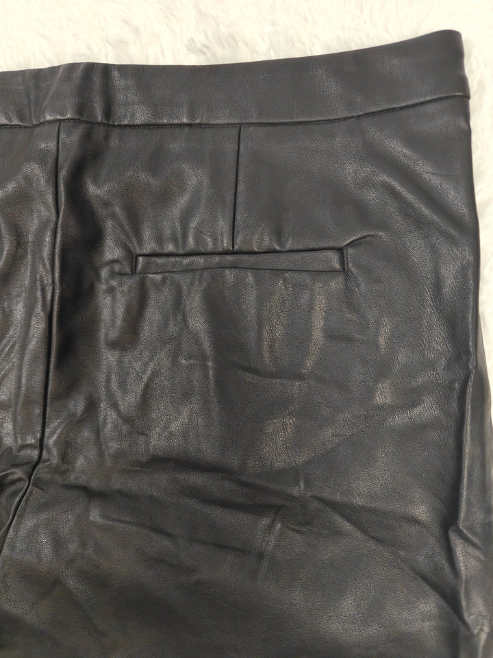 Womens Banana Republic Faux Leather Pants Black Size 14L NWT