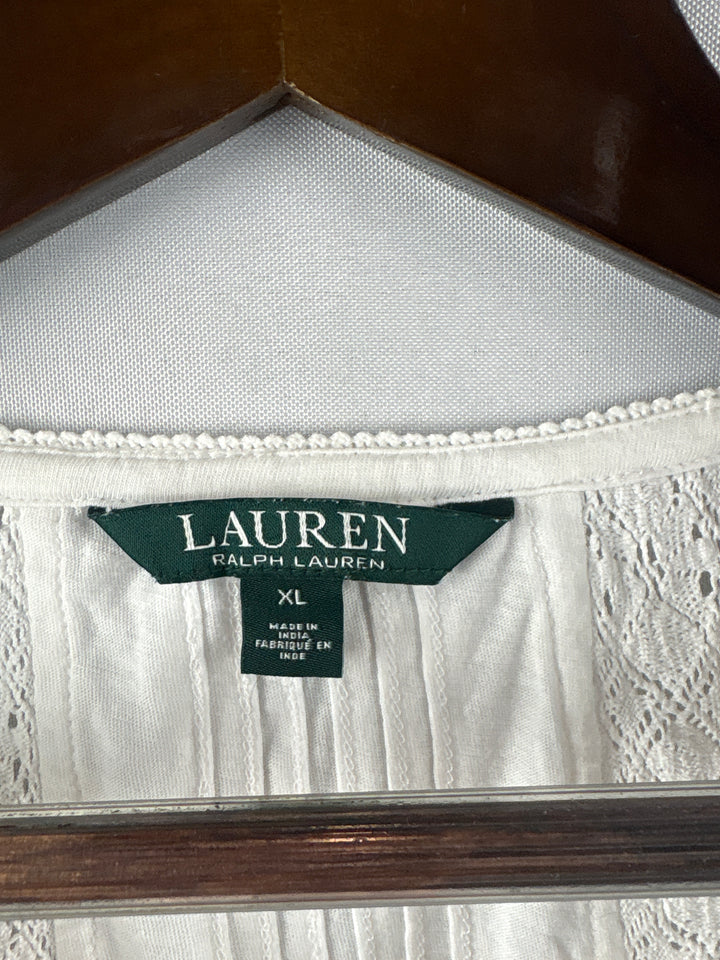 Women’s Lauren by Ralph Lauren XL White Short Sleeve Blouse