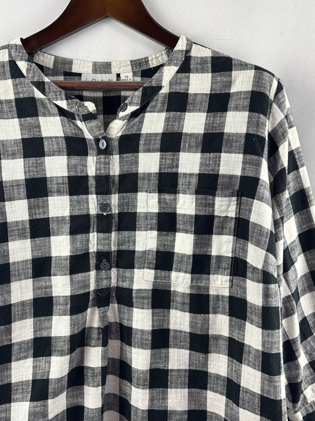 Women’s Joan Rivers Size 2X Black &amp; White Gingham Blouse