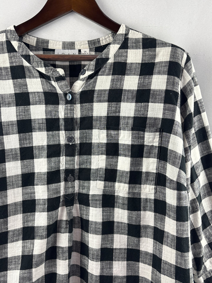 Women’s Joan Rivers Size 2X Black &amp; White Gingham Blouse