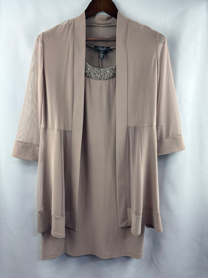 Women’s R & M Collection Size 8 Beige Midi Evening Dress