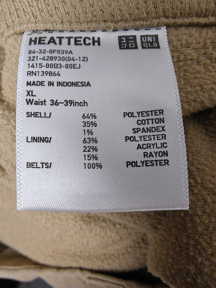 Mens Uniqlo Heattech Pants Khaki Size XL