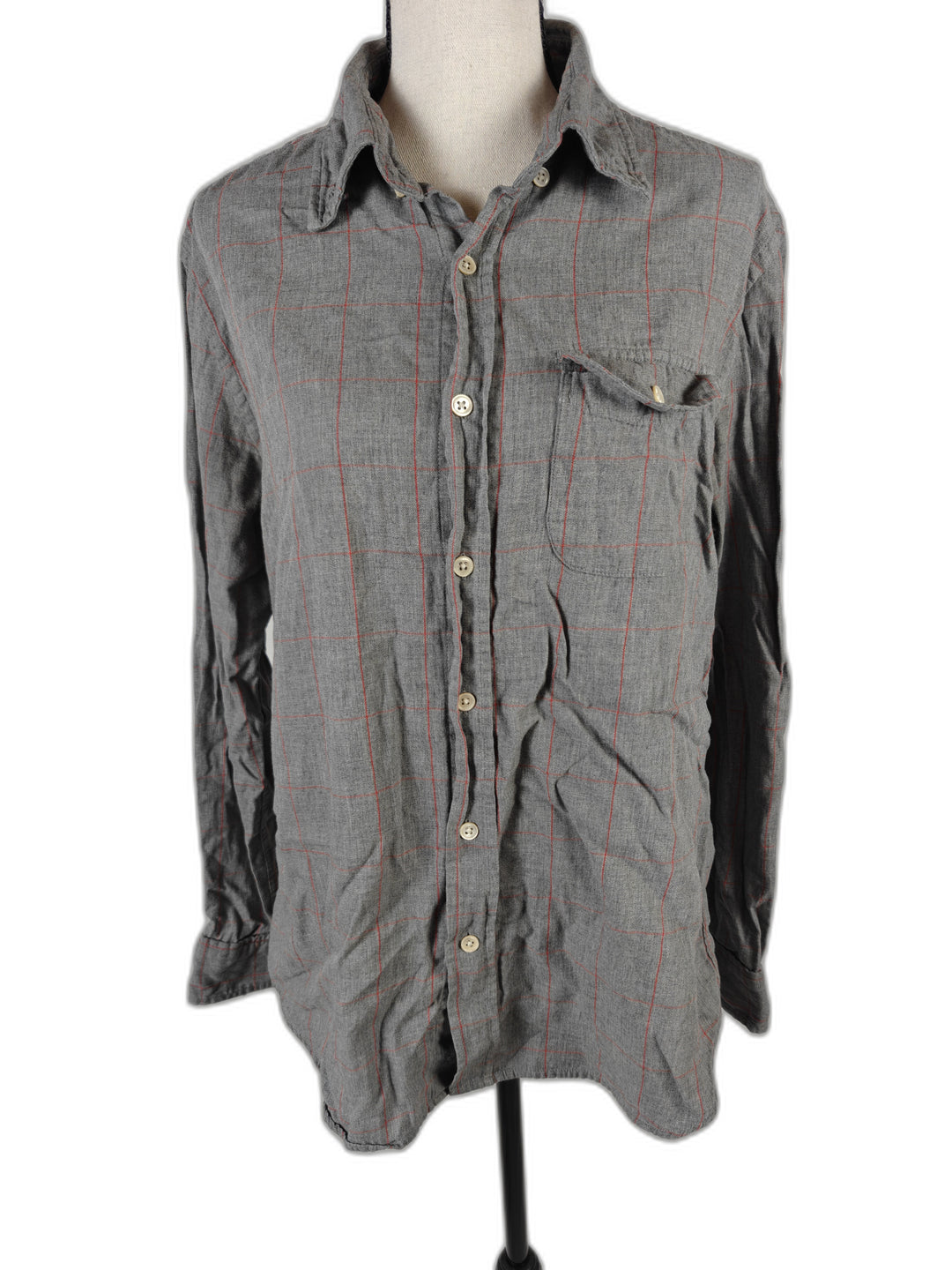 Mens Steven Alan Button Up Shirt Gray Medium