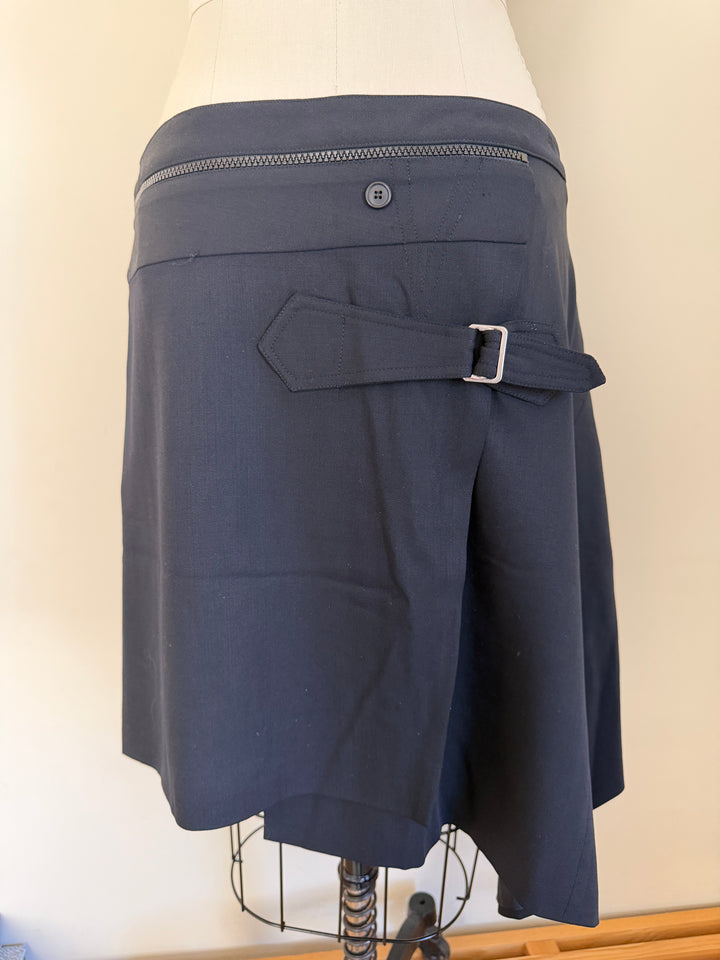 Christian Dior Boutique Galliano FW01 Black Asymmetric Zip Wool Skirt FR40