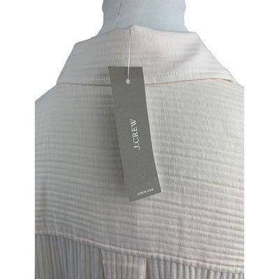 J. Crew Womens Cream Textured Tunic Blouse Size Medium 3/4 Sleeve V-Neck