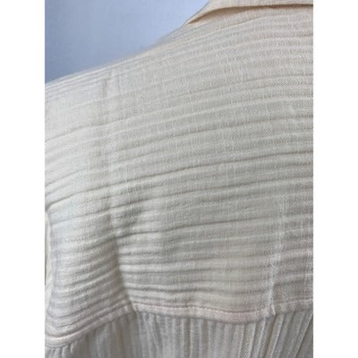 J. Crew Womens Cream Textured Tunic Blouse Size Medium 3/4 Sleeve V-Neck
