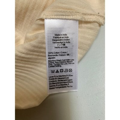 J. Crew Womens Cream Textured Tunic Blouse Size Medium 3/4 Sleeve V-Neck