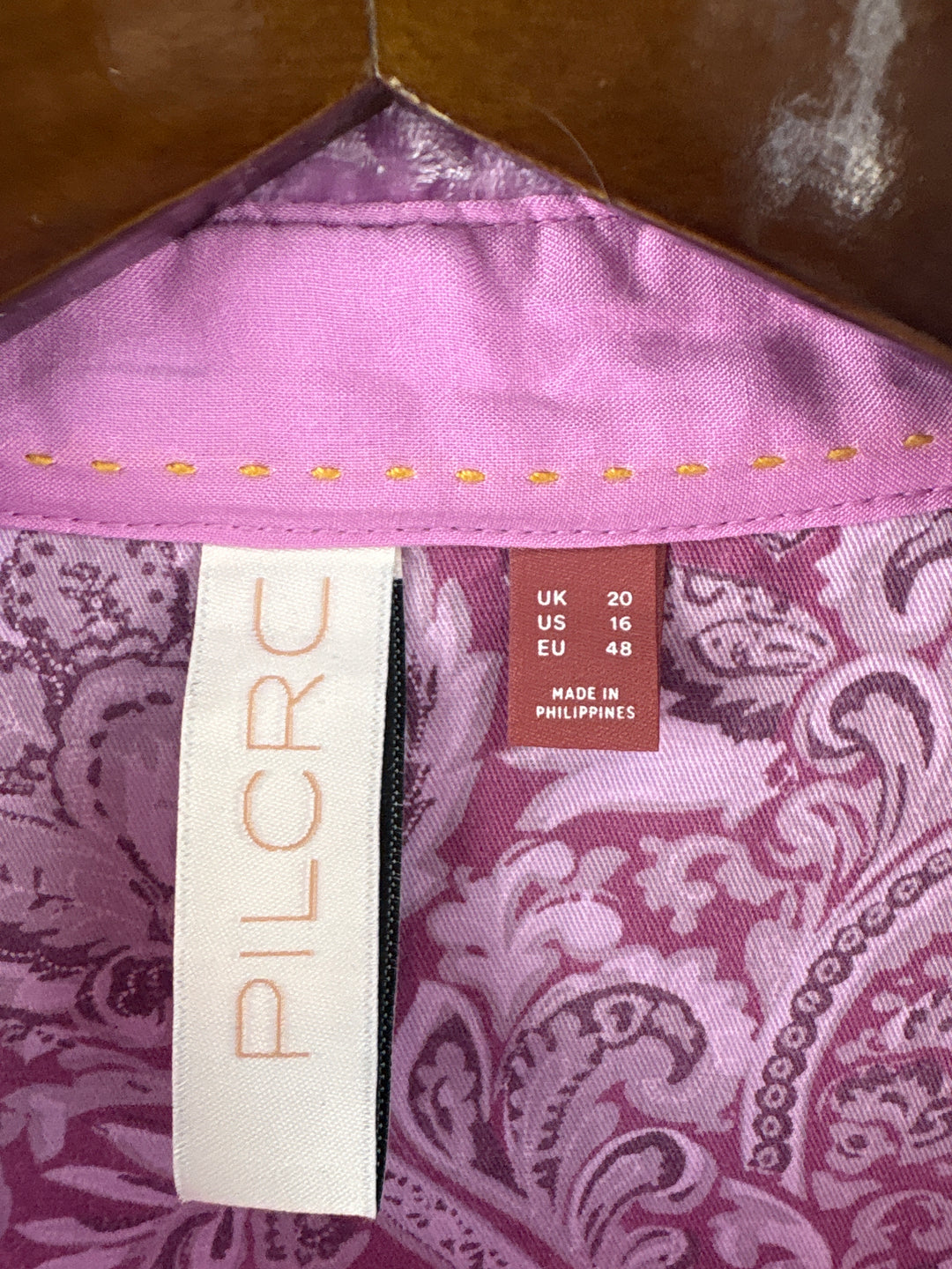 Women’s Pilcro Size 16 Cool Pink Crushed Velvet Button Up