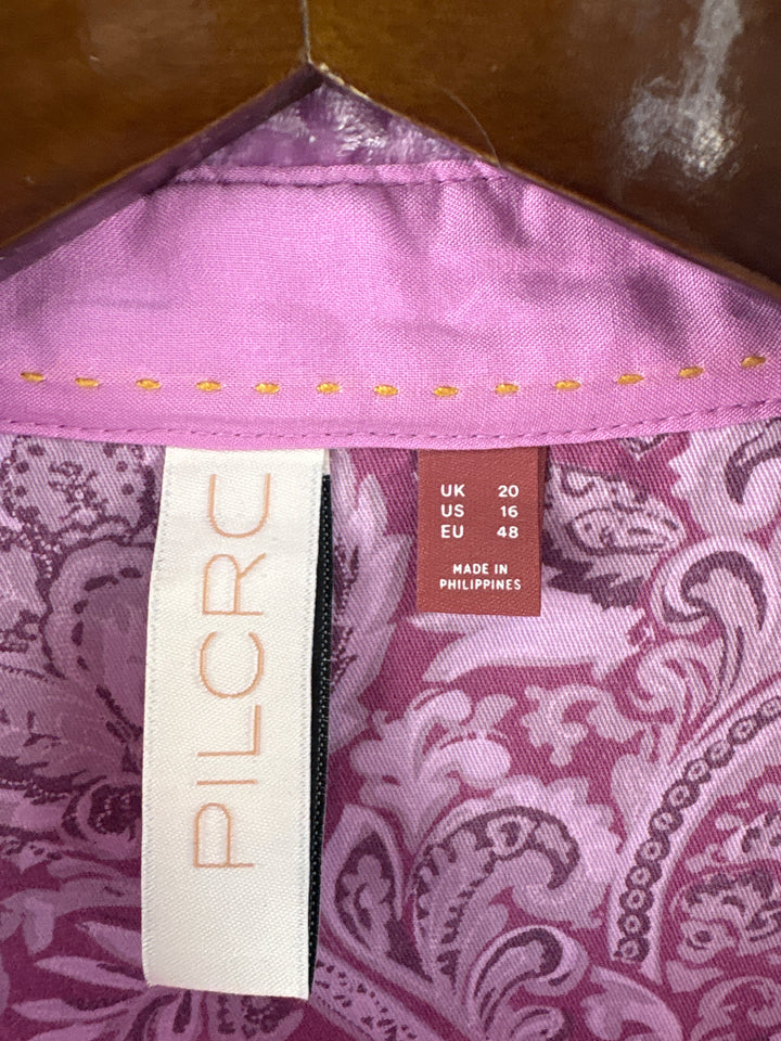 Women’s Pilcro Size 16 Cool Pink Crushed Velvet Button Up