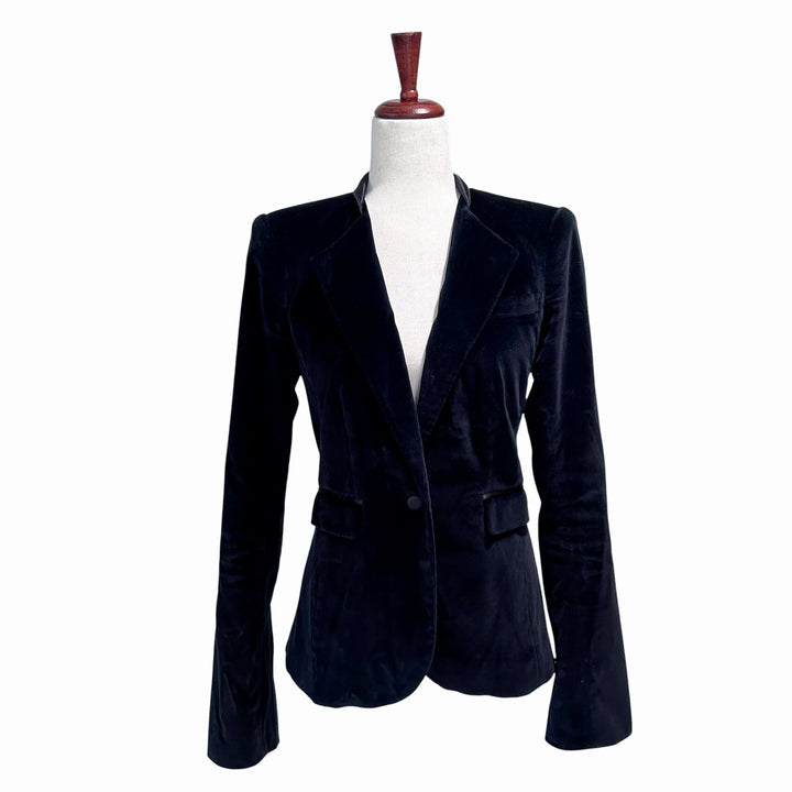 Rachel Zoe Women's Blazer Size 6 Velvet Elegant Chic Single Button Preppy Academia