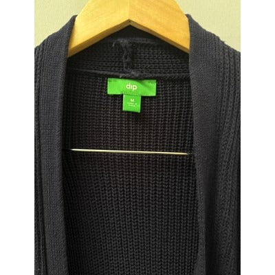 DIP Womens Black Open Front Ribbed Knit Cardigan Sweater M