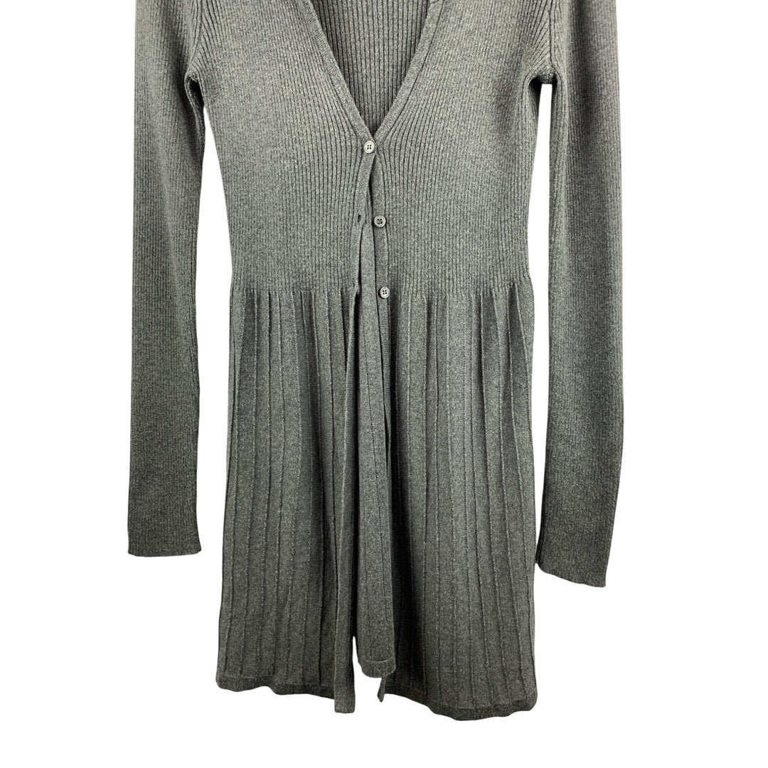 Dialogue Womens XS Gray Ribbed Long Cardigan Sweater