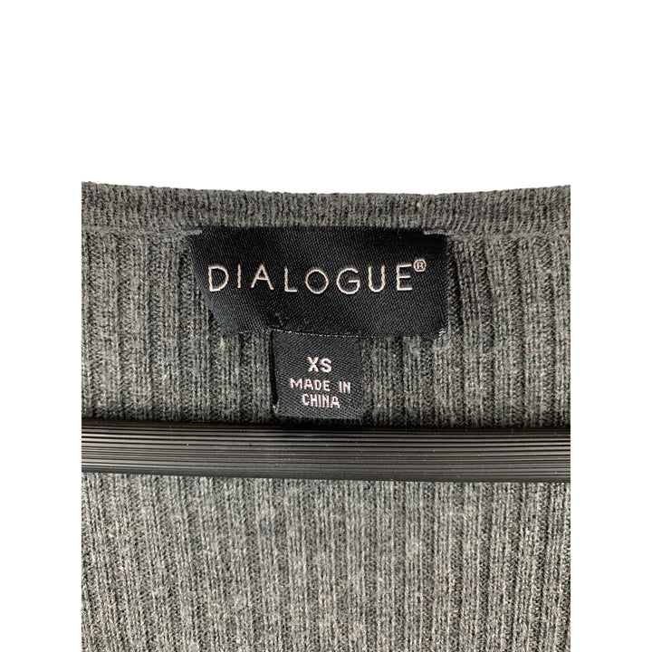Dialogue Womens XS Gray Ribbed Long Cardigan Sweater