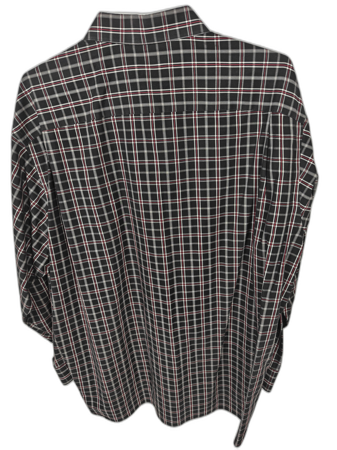 Paul Fredrick Men's 18.5 34-35 Black Red White Plaid Dress Shirt Non-Iron 100% Cotton