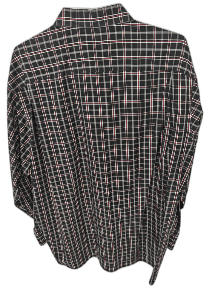 Paul Fredrick Men's 18.5 34-35 Black Red White Plaid Dress Shirt Non-Iron 100% Cotton
