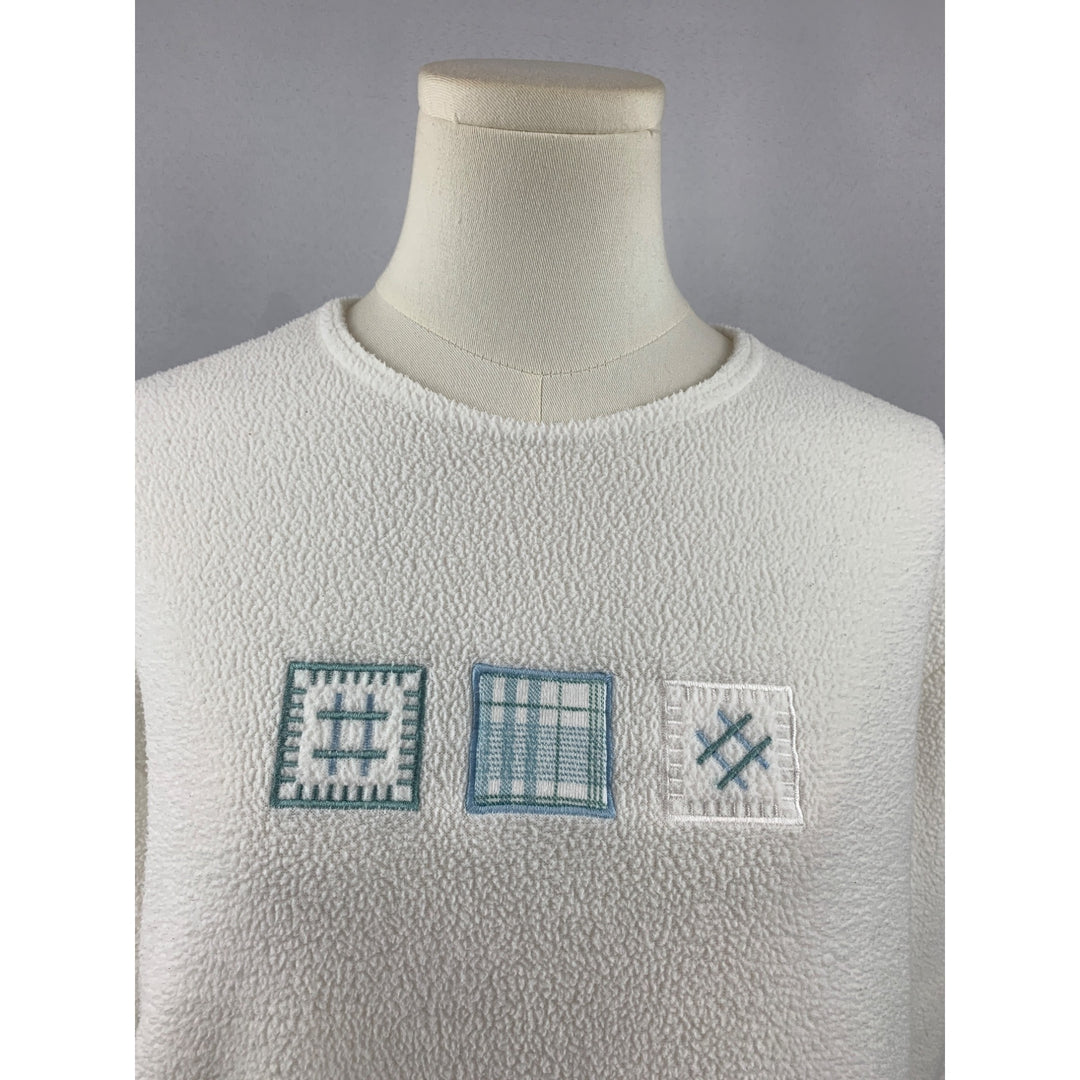 Vintage Terry Town White Textured Pullover Sweatshirt S