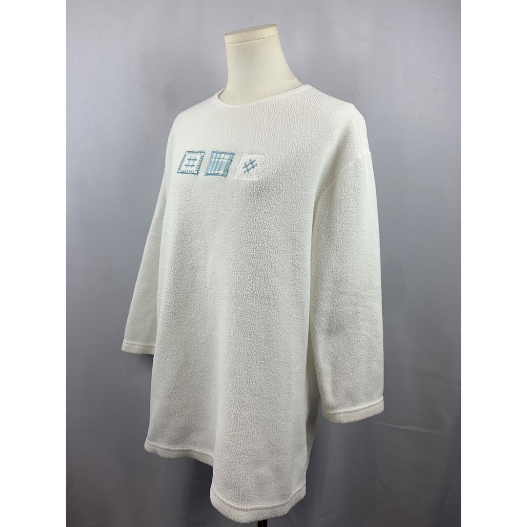 Vintage Terry Town White Textured Pullover Sweatshirt S