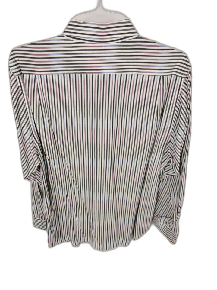 Galaxy by Harvic Men's 2XL Multicolor Striped Button Front Dress Shirt Long Sleeve