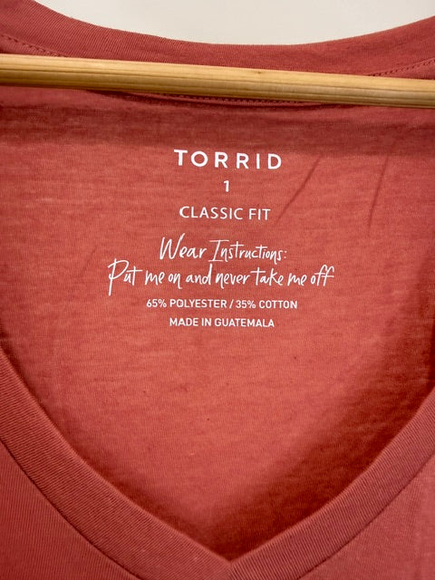 Torrid Happy As Can Be Graphic V Neck Tee Sz1 /1X/ 14-16