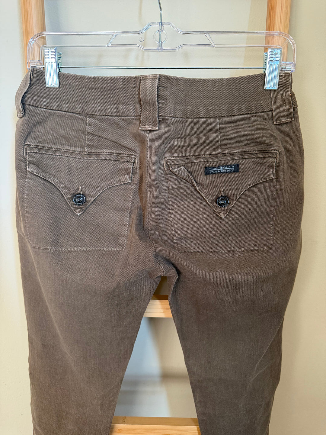 Hudson Brown Skinny Chino Pants Flap Pocket Low Rise Size 24