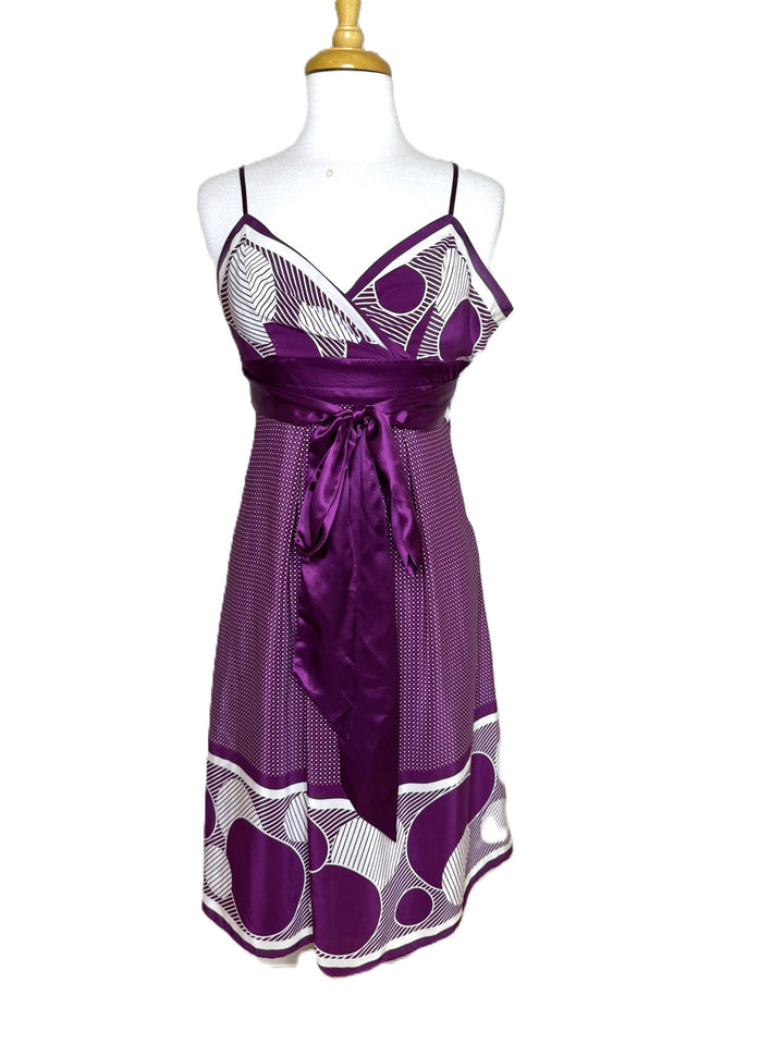 Ted Baker "Betria" Purple Silk Slip Dress, Empire Waist, Midi-Length, Size 1