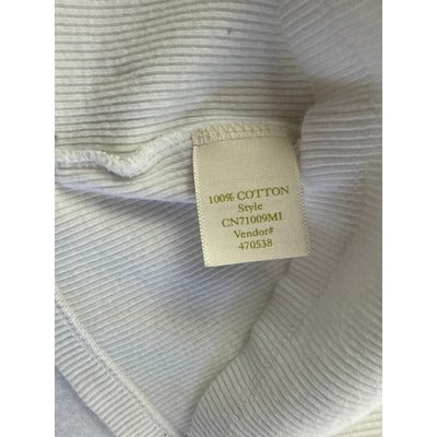 Caslon Womens Sleeveless White Top Size L 100% Cotton Ribbed Style Made In Mariana Islands
