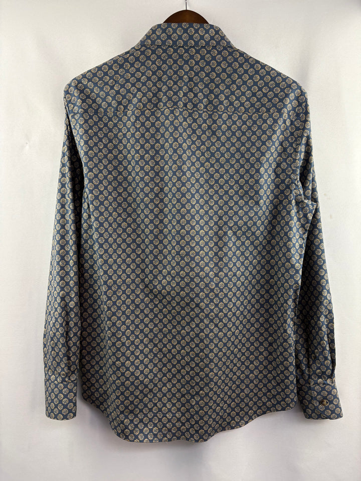 Men’s Bugatchi Medium Navy Button Up w/ Pattern