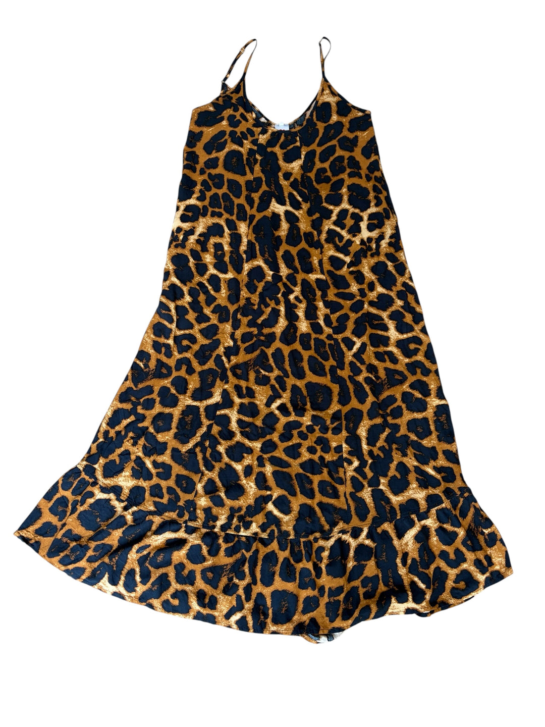 Buenos Ninos Women's Animal Leopard Print Maxi Ruffle Hem Women's dress, Size S
