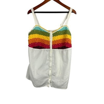 Venezia Women’s Colorful 100% Cotton Button Tank Top Size 14 – Sleeveless Tops