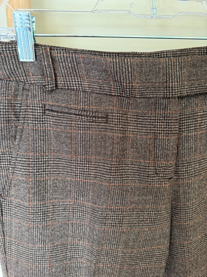 BCBGMAXAZRIA Brown Plaid Cropped Pants Size 6