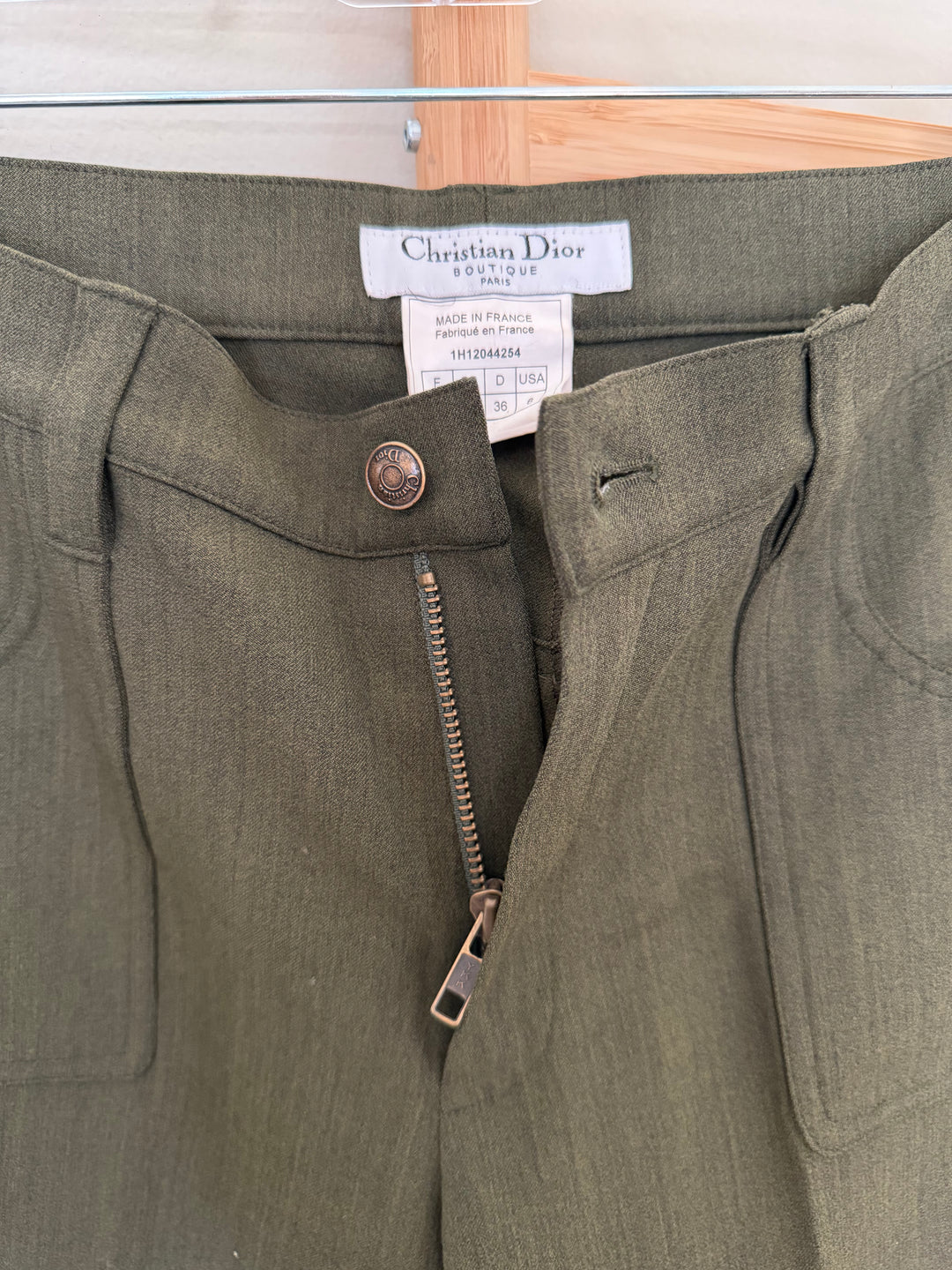Vintage Christian Dior by John Galliano Olive Wide Leg Pants US 6