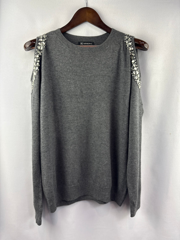 Women’s I.N.C International Concepts Medium Gray Bedazzled Sweater