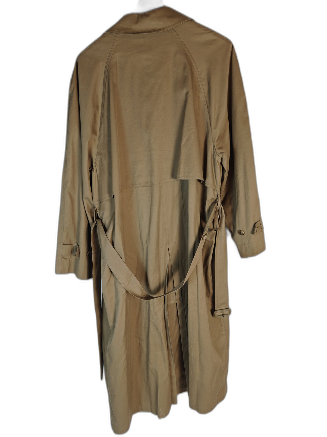London Fog Men's Tan Trench Coat 46 Long Belted Double Breasted Rain Coat
