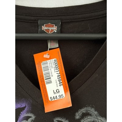 Women’s Harley Davidson Black & Purple Las Vegas V-Neck Sz L