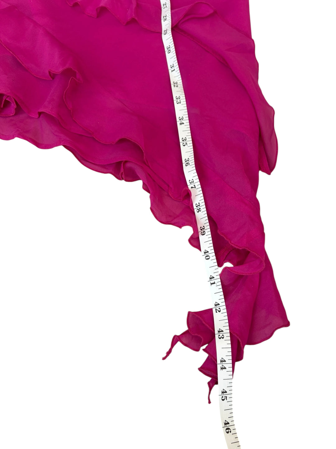 Abercrombie & Fitch Women's Fuchsia Barbie Pink Adjustable Straps Ruffle Asymmetrical Hem Mini Dress, size S