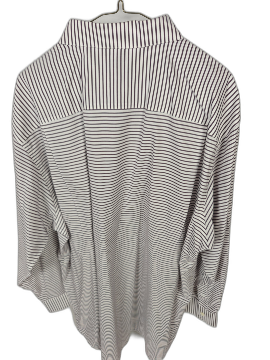 Paul Fredrick Men's Purple White Striped Non-Iron Dress Shirt 18.5 35 100% Cotton