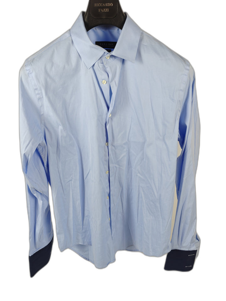 Men’s Zara Man Slim Fit Dress Shirt Blue XL French Cuff