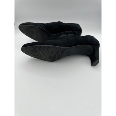 Stuart Weitzman Black Suede Heeled Booties Size 10