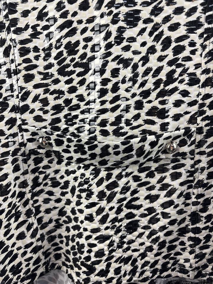 Women’s Lisa International XL White &amp; Black Patterned Jacket