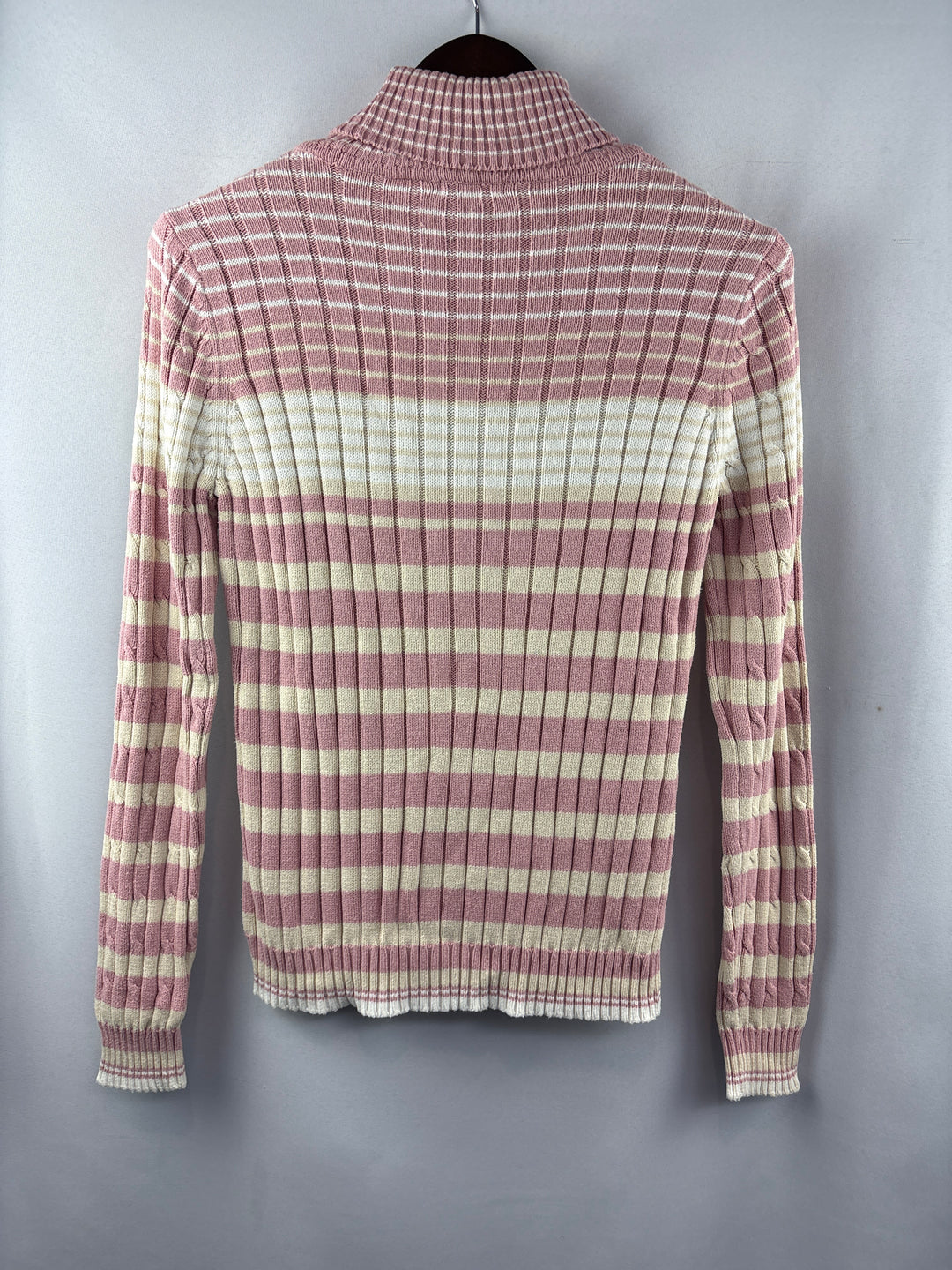 Women’s Liz&amp;Co Medium Pink &amp; Beige Stripe Turtleneck Sweater