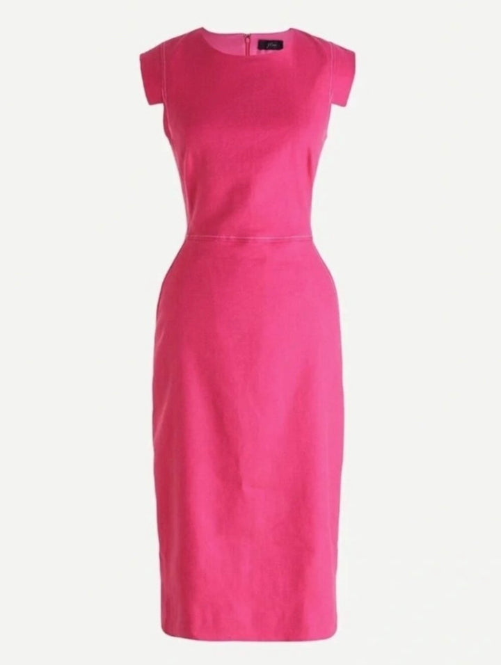 J.Crew Resume Stretch Linen Sheath Dress Sz14 NWT