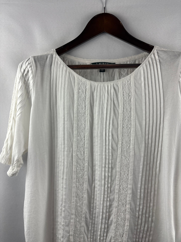 Women’s Lauren by Ralph Lauren XL White Short Sleeve Blouse