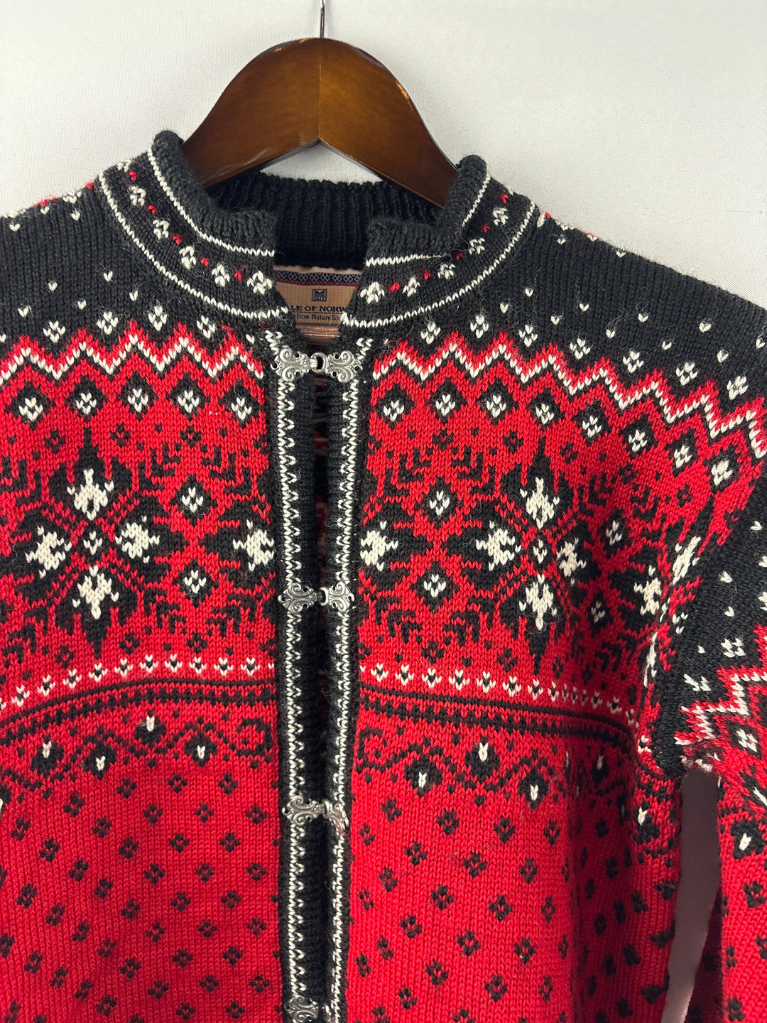Women’s Dale of Norway Small Red &amp; Black Patterned Cardigan