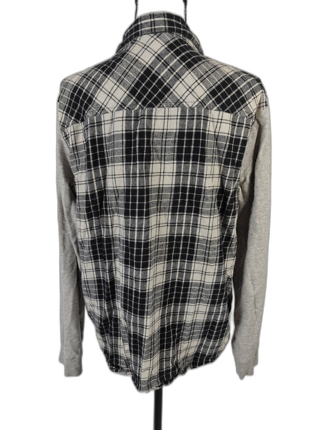 Womens Forever 21 Flannel Shirt Black White Gray Size M