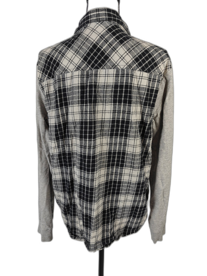 Womens Forever 21 Flannel Shirt Black White Gray Size M