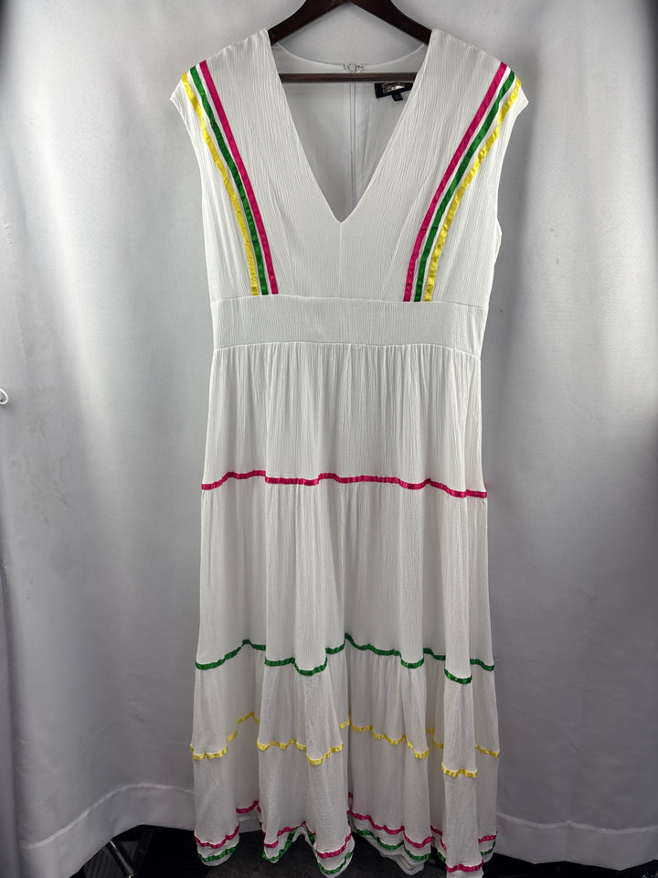 Women’s Alexia Admor Size 14 White Maxi Dress w/ Ribbon Detail