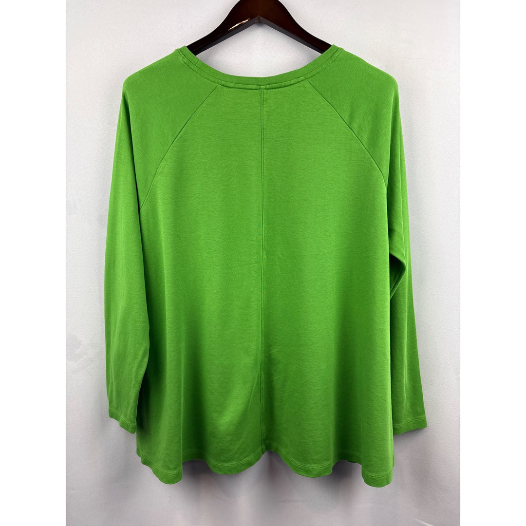 Women’s Isaac Mizrahi Live! 2X Bright Green Long Sleeve Shirt